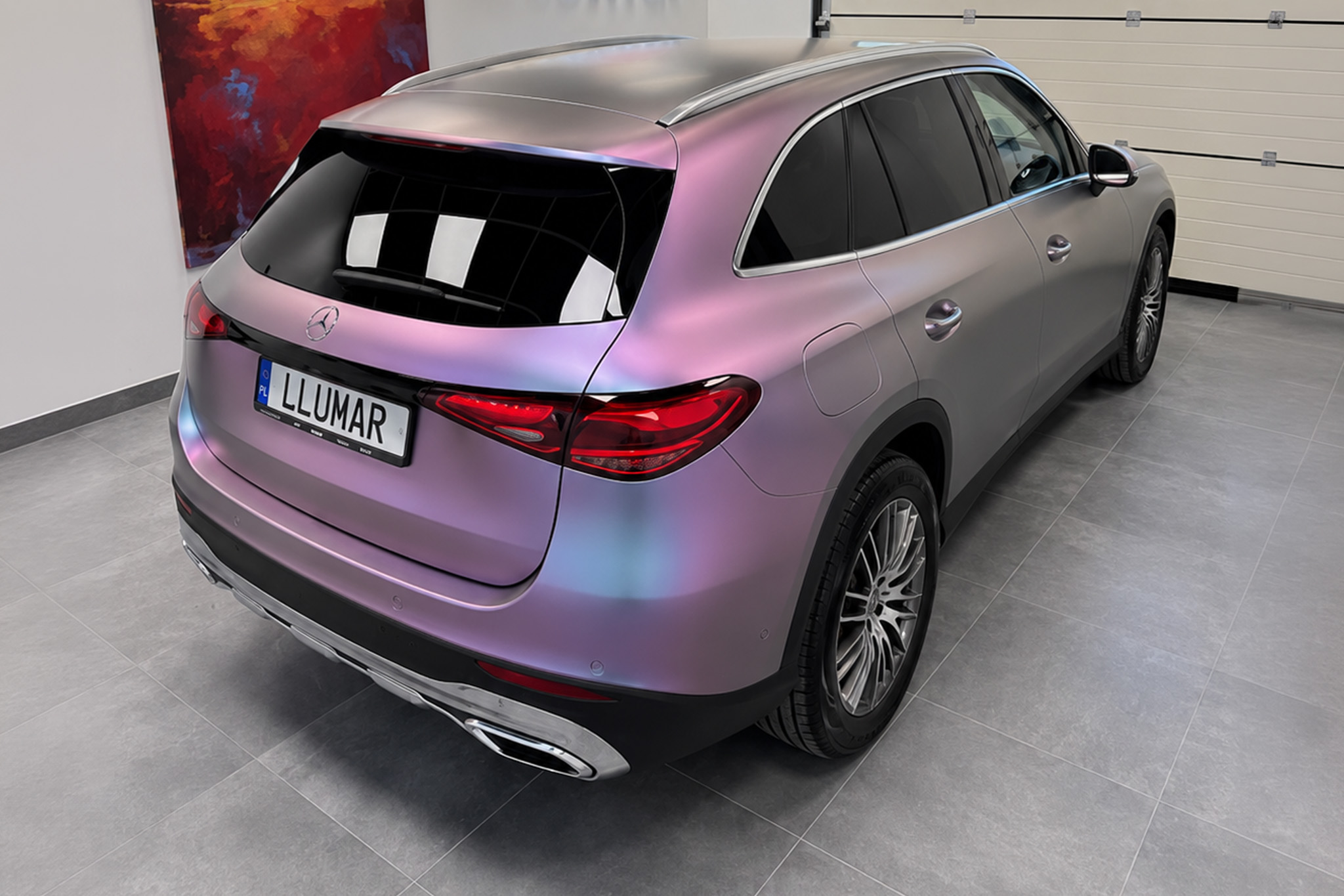 Ochrona przodu Mercedesa GLC folią PPF LLumar Platinum Matt w pakiecie Full Front
